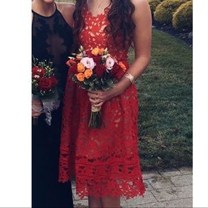 Red Lace Midi dress